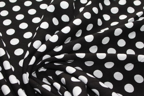 Kleiderstoff 3,80€/m²  Viskose schwarz mit weißen Punkten AM35